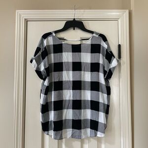 Rock & Republic Black and White Checkered Back Cutout Women's Top Size M